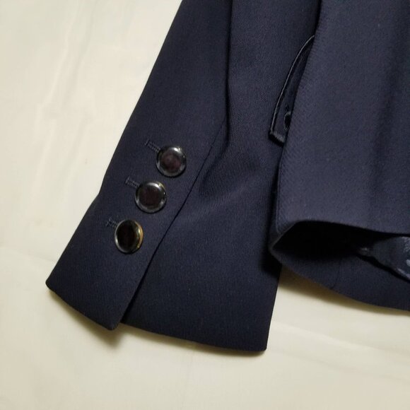 Escada eyelet collar blazer navy size 38 scalloped - Picture 6 of 11